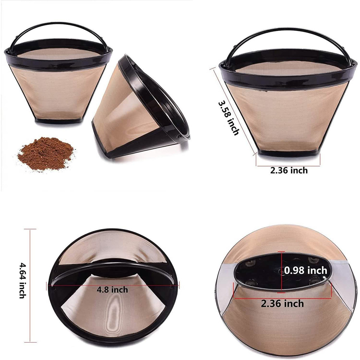 Veyro Reusable No.4 Cone Coffee Maker Filters – 2-Piece Set