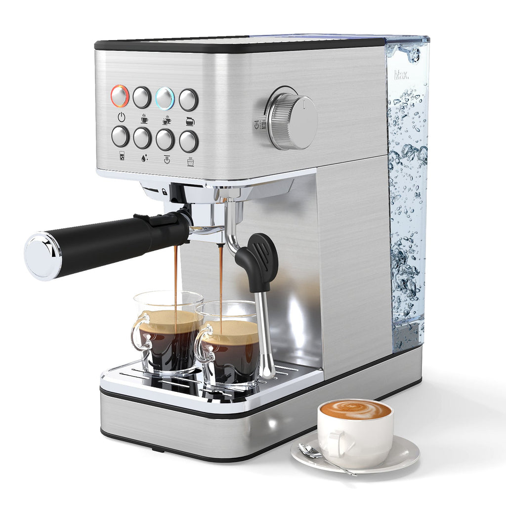 Máquina de café espresso Veyro de 20 bares – Acero inoxidable con espumador de leche