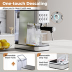 Máquina de café espresso Veyro de 20 bares – Acero inoxidable con espumador de leche