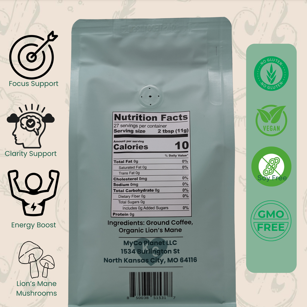 Veyro Lion’s Mane Organic Ground Coffee – Focus & Clarity