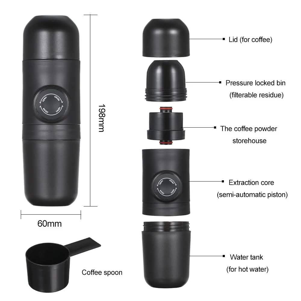 Cafetera espresso manual portátil Veyro – Prepare café en cualquier lugar