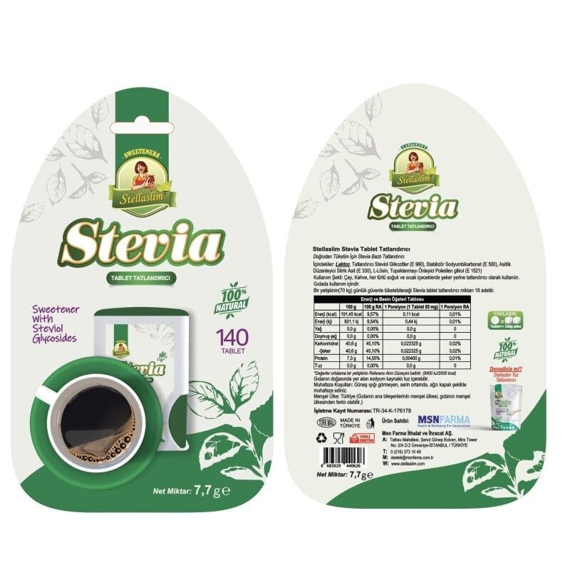 Veyro Stellaslm Stevia Sweetener Tablets – 140 Count