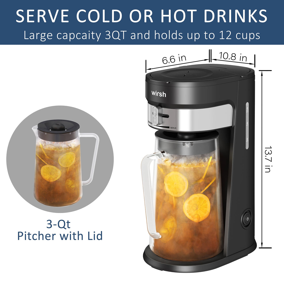 Veyro Wirsh Iced Coffee & Tea Maker – 85oz Pitcher